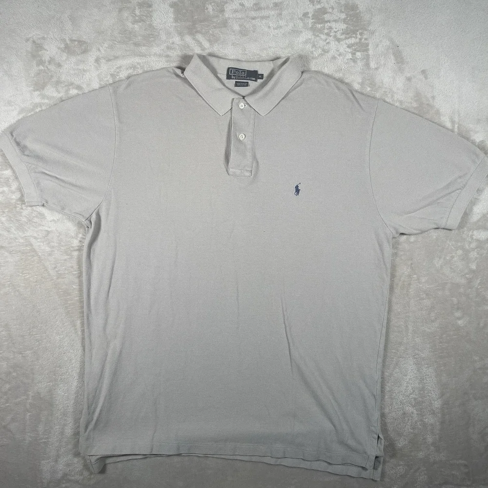 Polo Ralph Lauren Polo Shirt Men's XL‎ Short Sleeve Gray Cotton Knit 90's